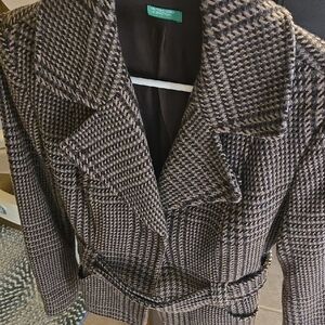 United Colors Of Benetton Black and Gray Trench Coat